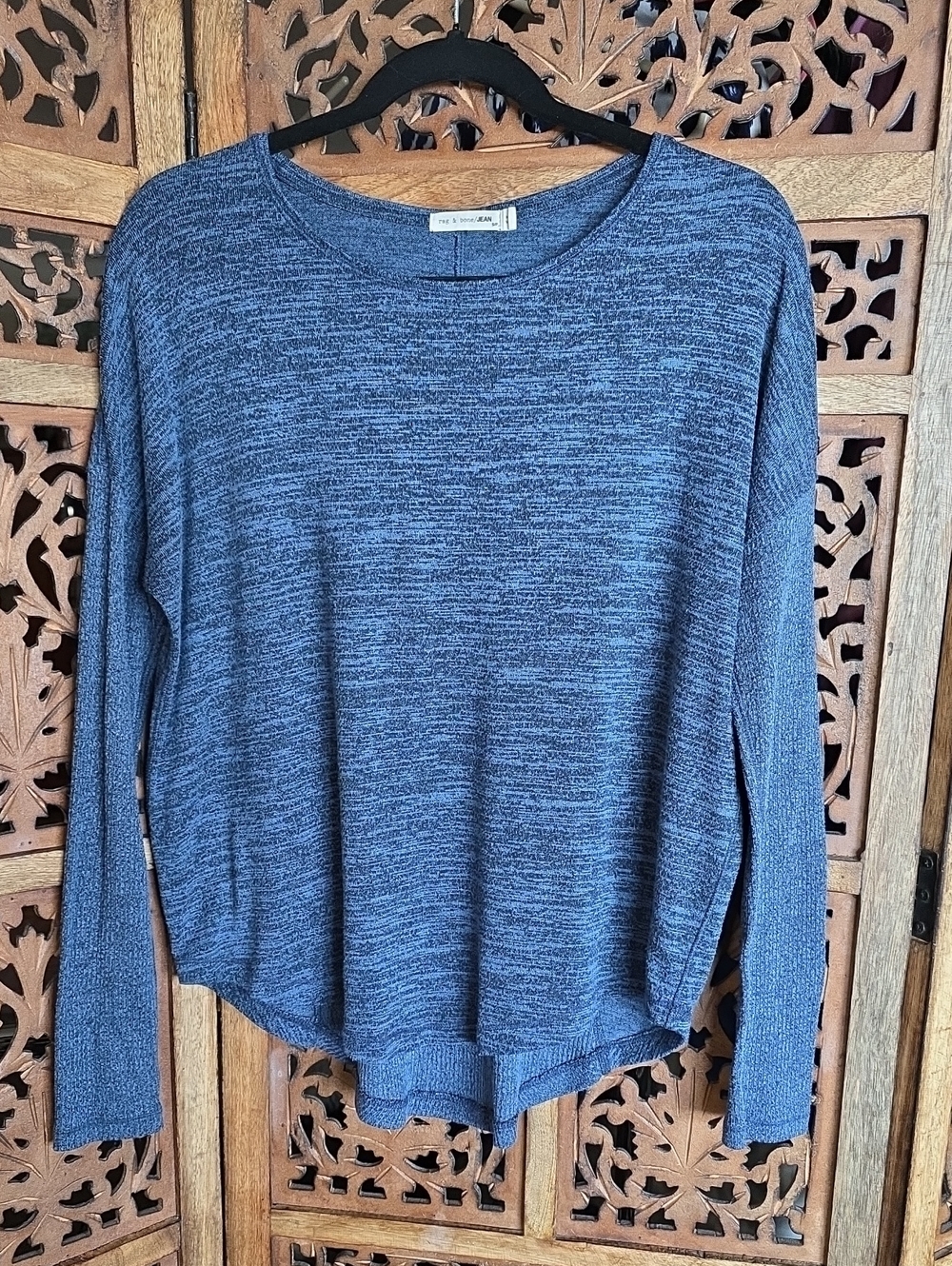 rag & bone Heathered Navy Blue Long-Sleeve Pullover